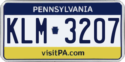 PA license plate KLM3207