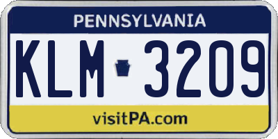 PA license plate KLM3209