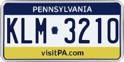 PA license plate KLM3210