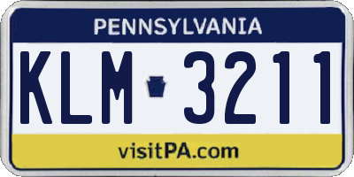 PA license plate KLM3211