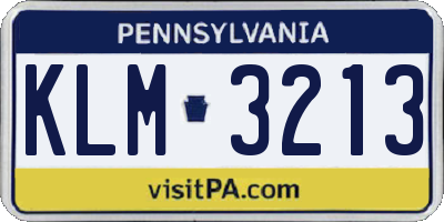 PA license plate KLM3213