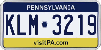 PA license plate KLM3219