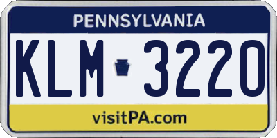 PA license plate KLM3220
