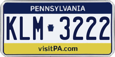 PA license plate KLM3222