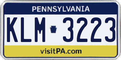 PA license plate KLM3223