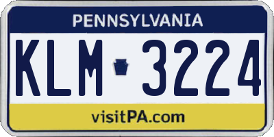 PA license plate KLM3224