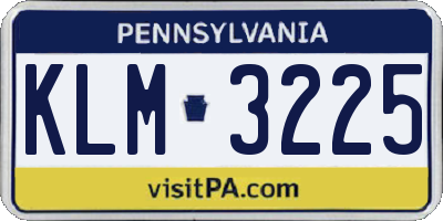 PA license plate KLM3225
