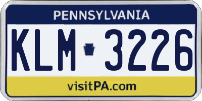 PA license plate KLM3226