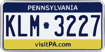 PA license plate KLM3227