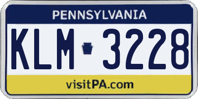 PA license plate KLM3228