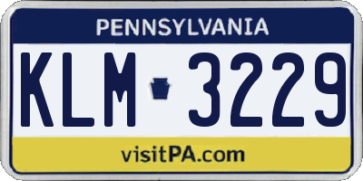 PA license plate KLM3229