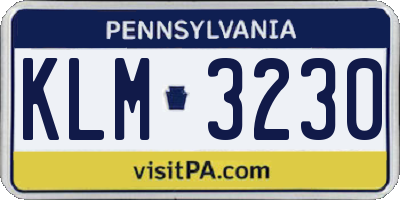 PA license plate KLM3230