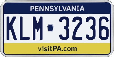 PA license plate KLM3236