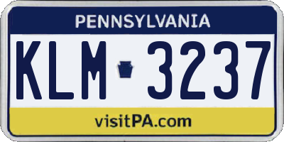 PA license plate KLM3237