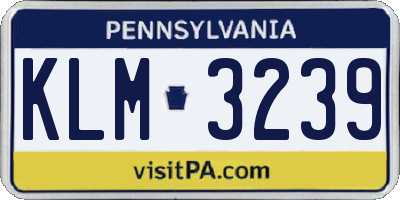 PA license plate KLM3239