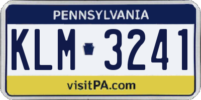 PA license plate KLM3241
