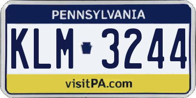 PA license plate KLM3244