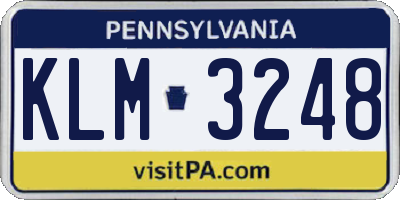 PA license plate KLM3248