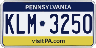PA license plate KLM3250