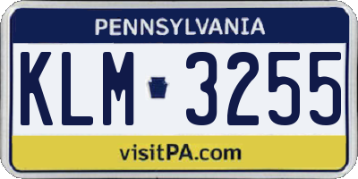 PA license plate KLM3255