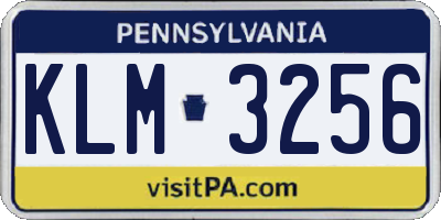 PA license plate KLM3256