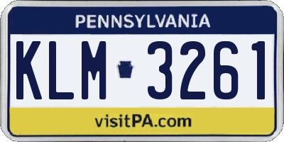 PA license plate KLM3261