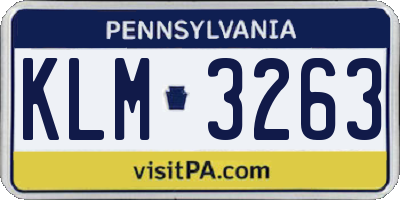 PA license plate KLM3263