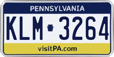 PA license plate KLM3264
