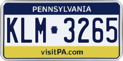 PA license plate KLM3265
