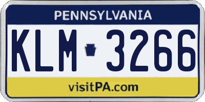 PA license plate KLM3266