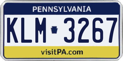 PA license plate KLM3267
