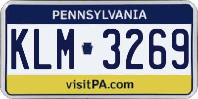 PA license plate KLM3269