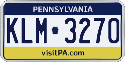 PA license plate KLM3270