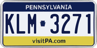 PA license plate KLM3271