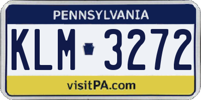 PA license plate KLM3272