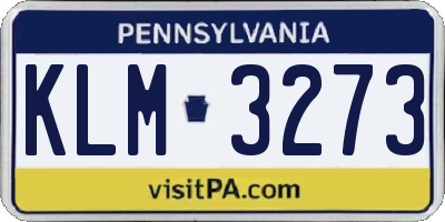 PA license plate KLM3273