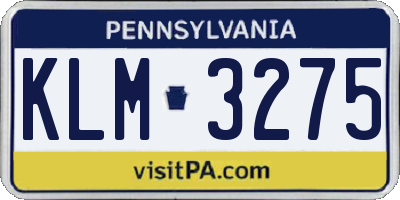 PA license plate KLM3275