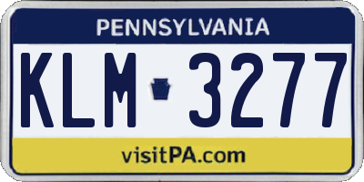 PA license plate KLM3277