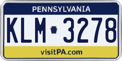 PA license plate KLM3278