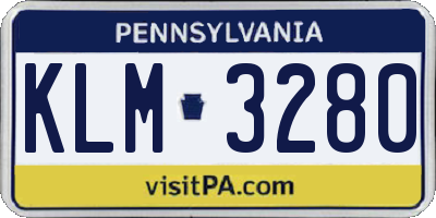 PA license plate KLM3280