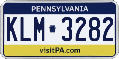 PA license plate KLM3282