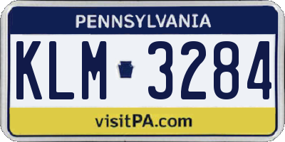 PA license plate KLM3284