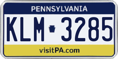 PA license plate KLM3285