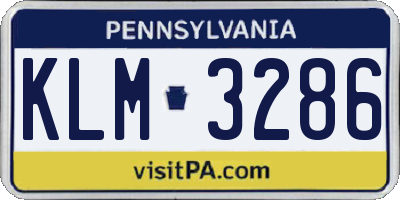 PA license plate KLM3286