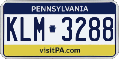 PA license plate KLM3288