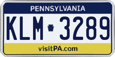 PA license plate KLM3289