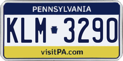 PA license plate KLM3290