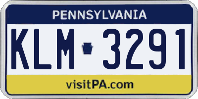 PA license plate KLM3291
