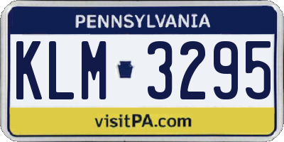 PA license plate KLM3295