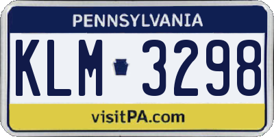 PA license plate KLM3298